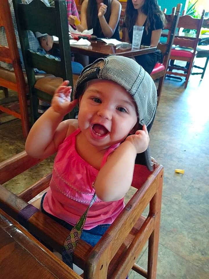 Rilynn joined the competition — help win amazing prizes! baby, cap, cheek, child, fun, head, headgear, headwear, leisure, person, skin, smile, toddler, vacation