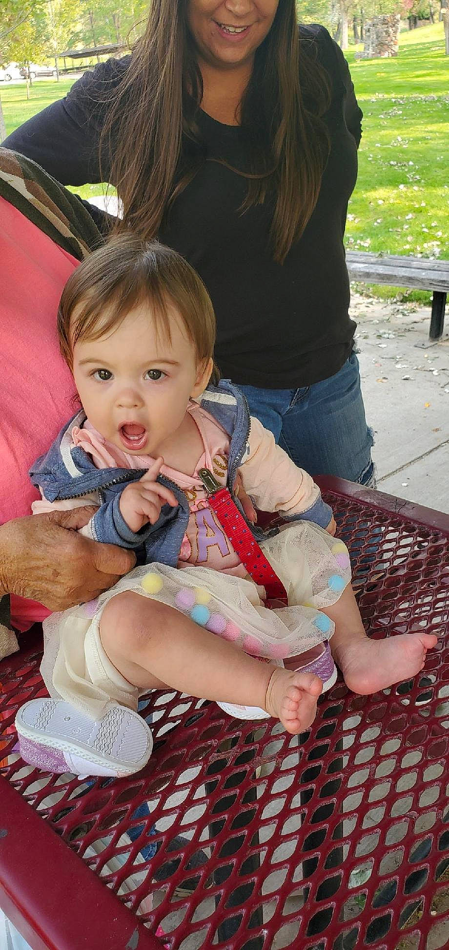 Rilynn is registered to the contest to win money with this photo: baby, child, finger, leg, person, play, product, sitting, surprise, thigh, toddler