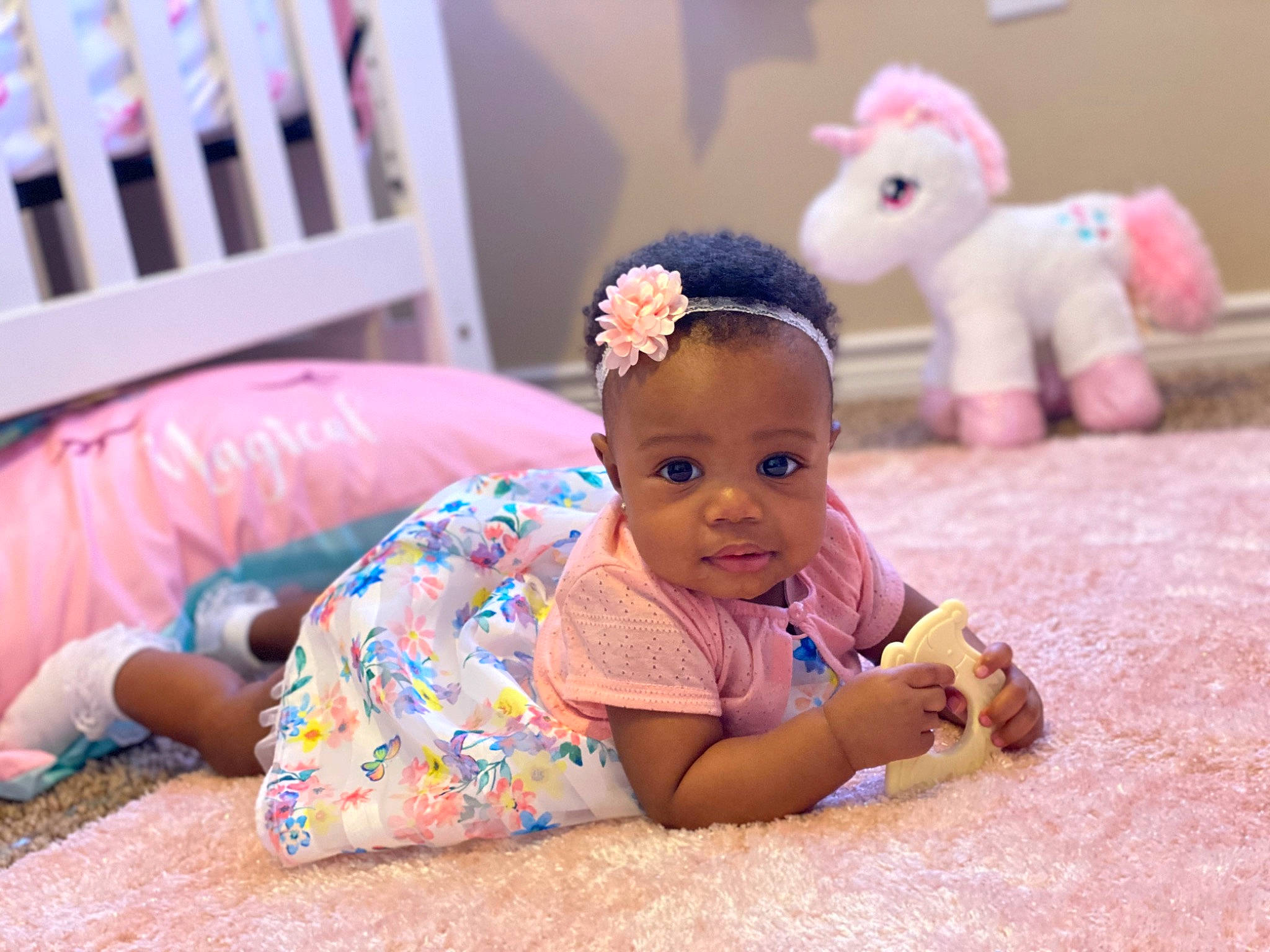 Kennedi joined the competition — help win amazing prizes! baby, baby_products, baby_toddler_clothing, beauty, child, ear, head, person, pink, play, room, skin, smile, stuffed_toy, toddler, toy