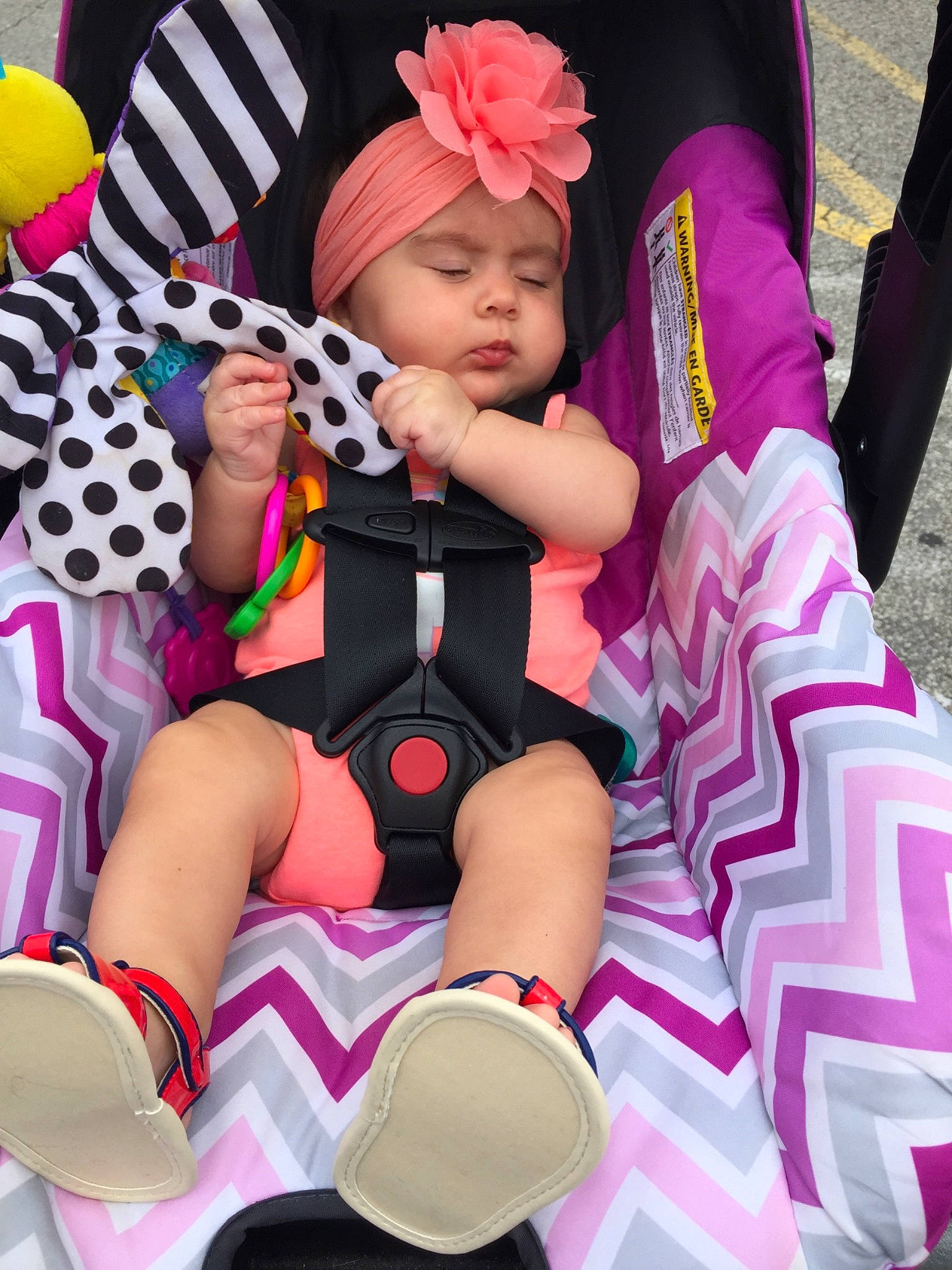 Kaylin joined the competition — help win amazing prizes! car_seat, child, leg, person, pink, thigh, toddler