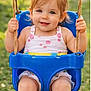 Kayla participe au concours pour gagner de l'argent avec cette photo : baby, blue_swing, child, cute, daylight, fun, grass, greenery, happy, outdoor, person, play, playground, portrait, rope, seat, smiling, summer_clothing, swing, toddler