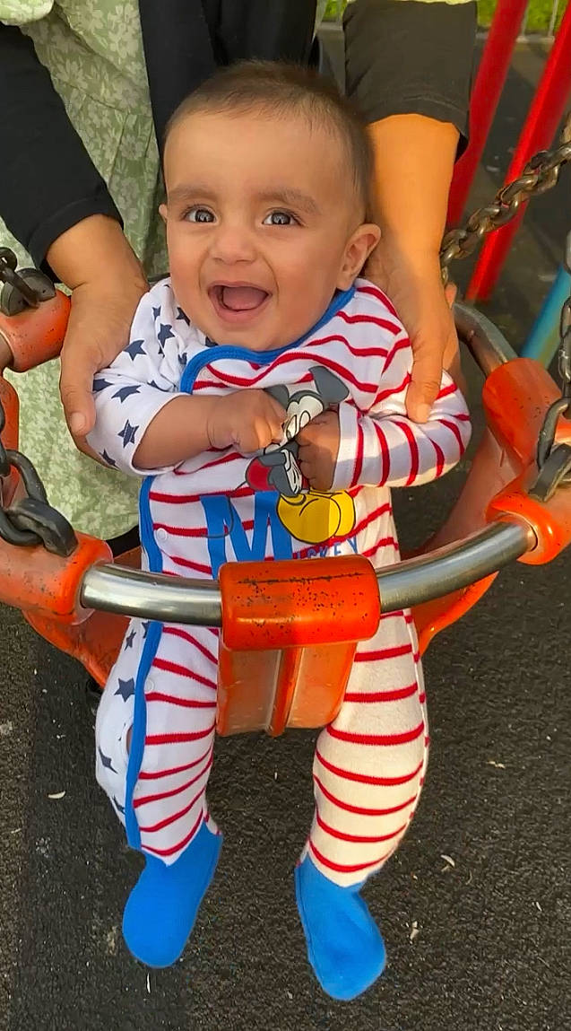 Aryan joined the competition — help win amazing prizes! arm, baby, baby_playing_with_toys, baby_products, baby_toddler_clothing, child, electric_blue, eye, facial_expression, finger, fun, happy, orange, person, play, red, sitting, sleeve, smile, toddler