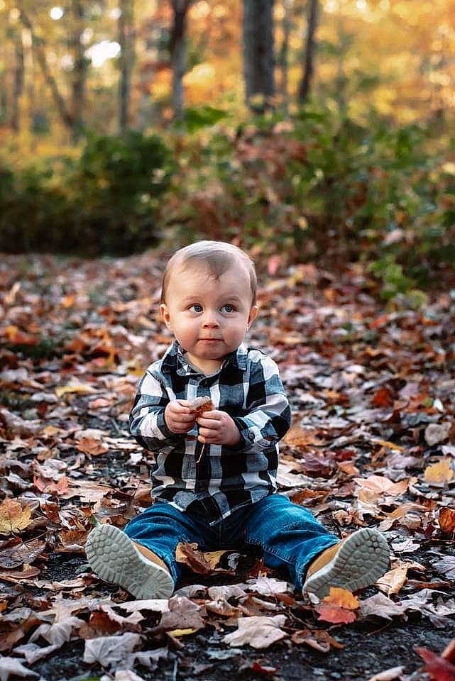 Brody joined the competition — help win amazing prizes! autumn, baby, child, deciduous, forest, leaf, people_in_nature, person, photograph, photography, plant, play, portrait, portrait_photography, sitting, smile, soil, toddler, tree, woodland