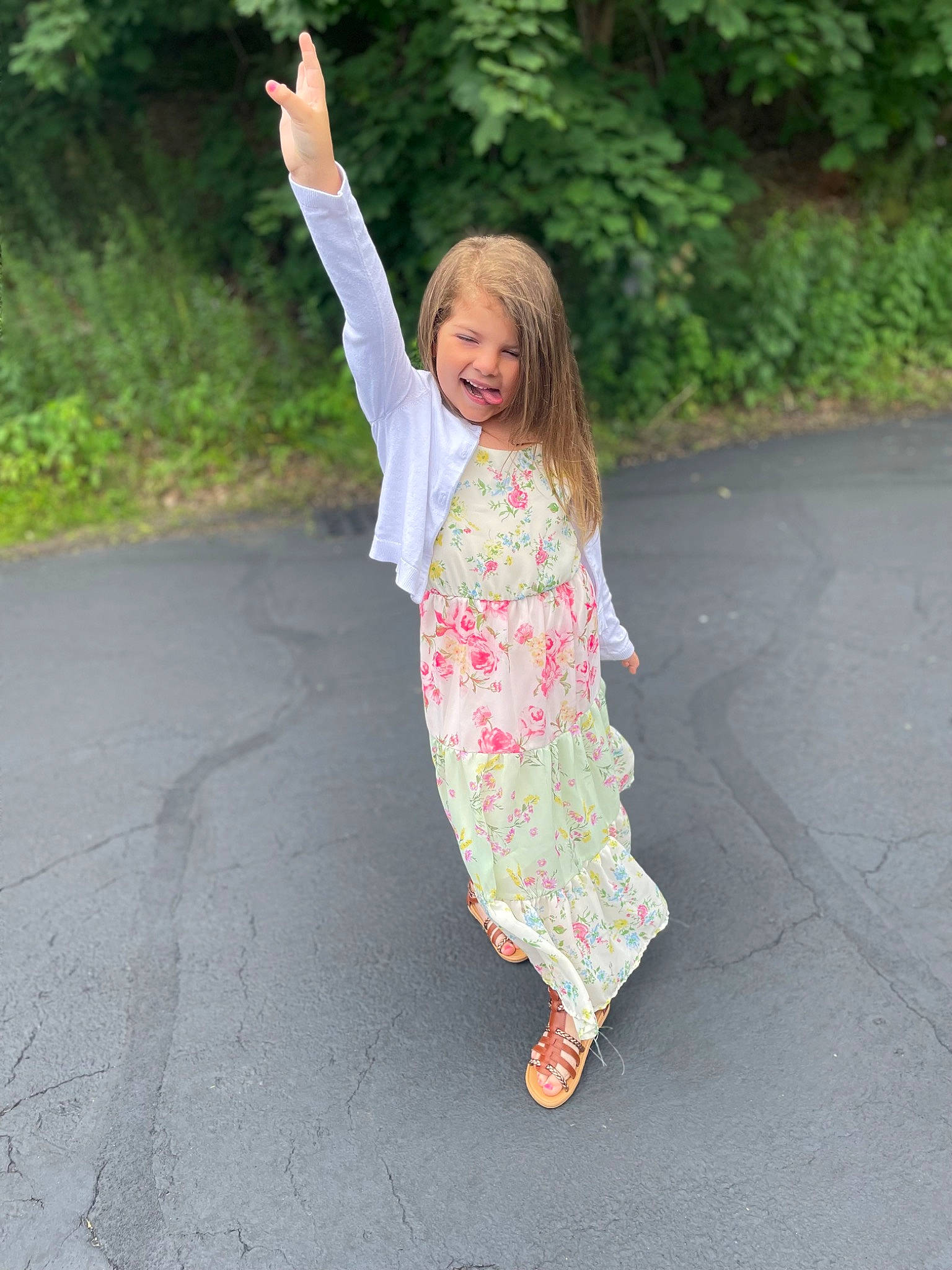 Zoey Lorenzo joined the competition — help win amazing prizes! asphalt, baby_toddler_clothing, child, day_dress, dress, fun, gesture, grass, happy, joy, leisure, one_piece_garment, pattern, people_in_nature, person, plant, recreation, road_surface, sleeve, smile