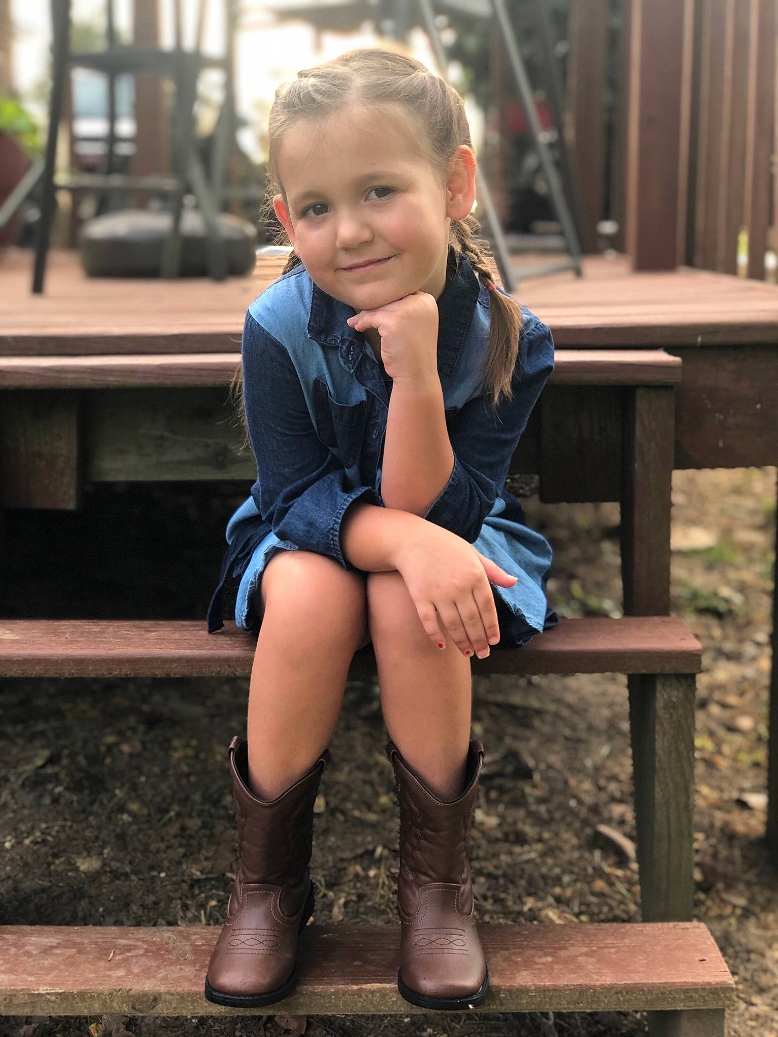 Halaina joined the competition — help win amazing prizes! blond, boot, brown_hair, child_model, human_leg, jacket, joy, knee, leather, person, photo_shoot, portrait_photography, riding_boot, sitting, street_fashion, toddler
