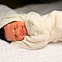 baby, bed, blanket, child, comfort, cozy, cute, face, head, infant, newborn, peaceful, portrait, resting, skin, sleeping, smile, soft, warm, wrapped