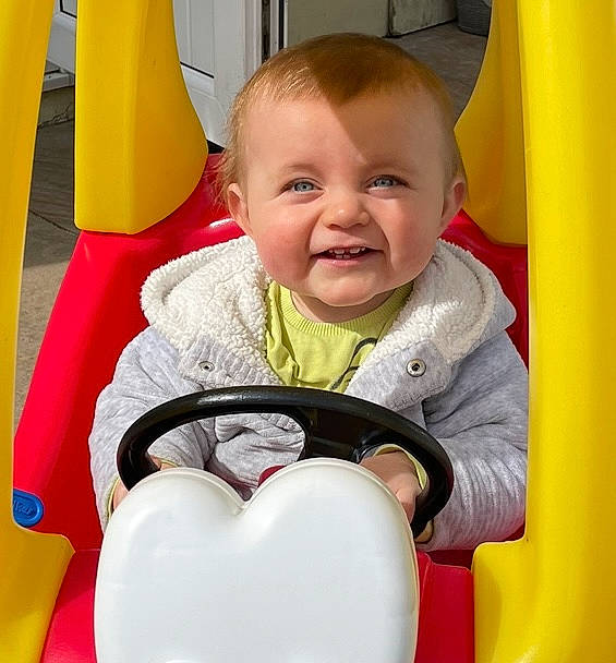 Casey joined the competition — help win amazing prizes! baby, baby_playing_with_toys, baby_products, baby_toddler_clothing, beauty, cheek, child, comfort, facial_expression, fun, happy, joy, leisure, person, product, room, sitting, skin, smile, standing