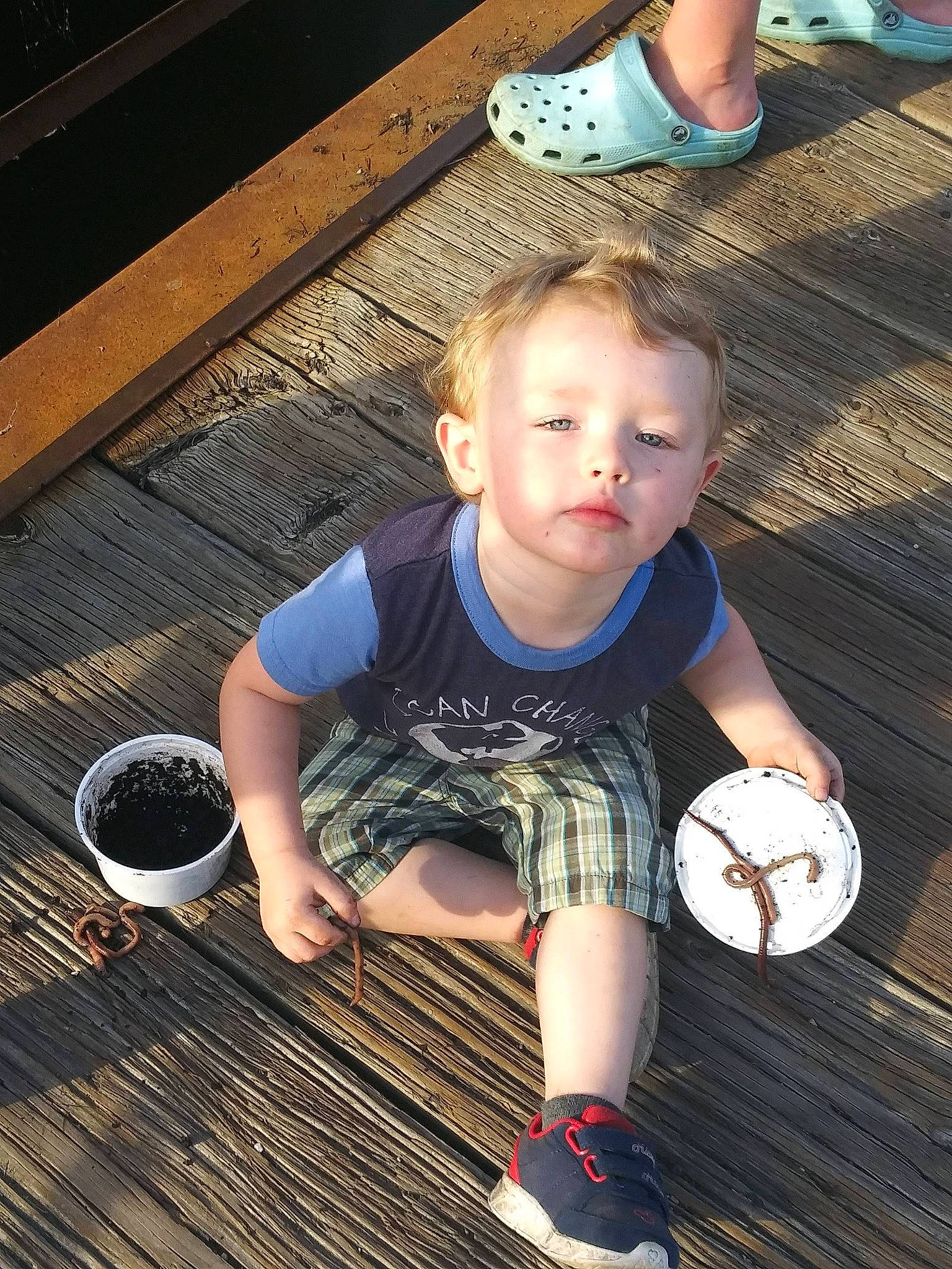 Austin Jr joined the competition — help win amazing prizes! baby_toddler_clothing, blue, cool, cup, finger, flash_photography, flooring, foot, grass, happy, human_leg, leg, leisure, person, shoe, shorts, sneakers, t_shirt, tableware, toddler