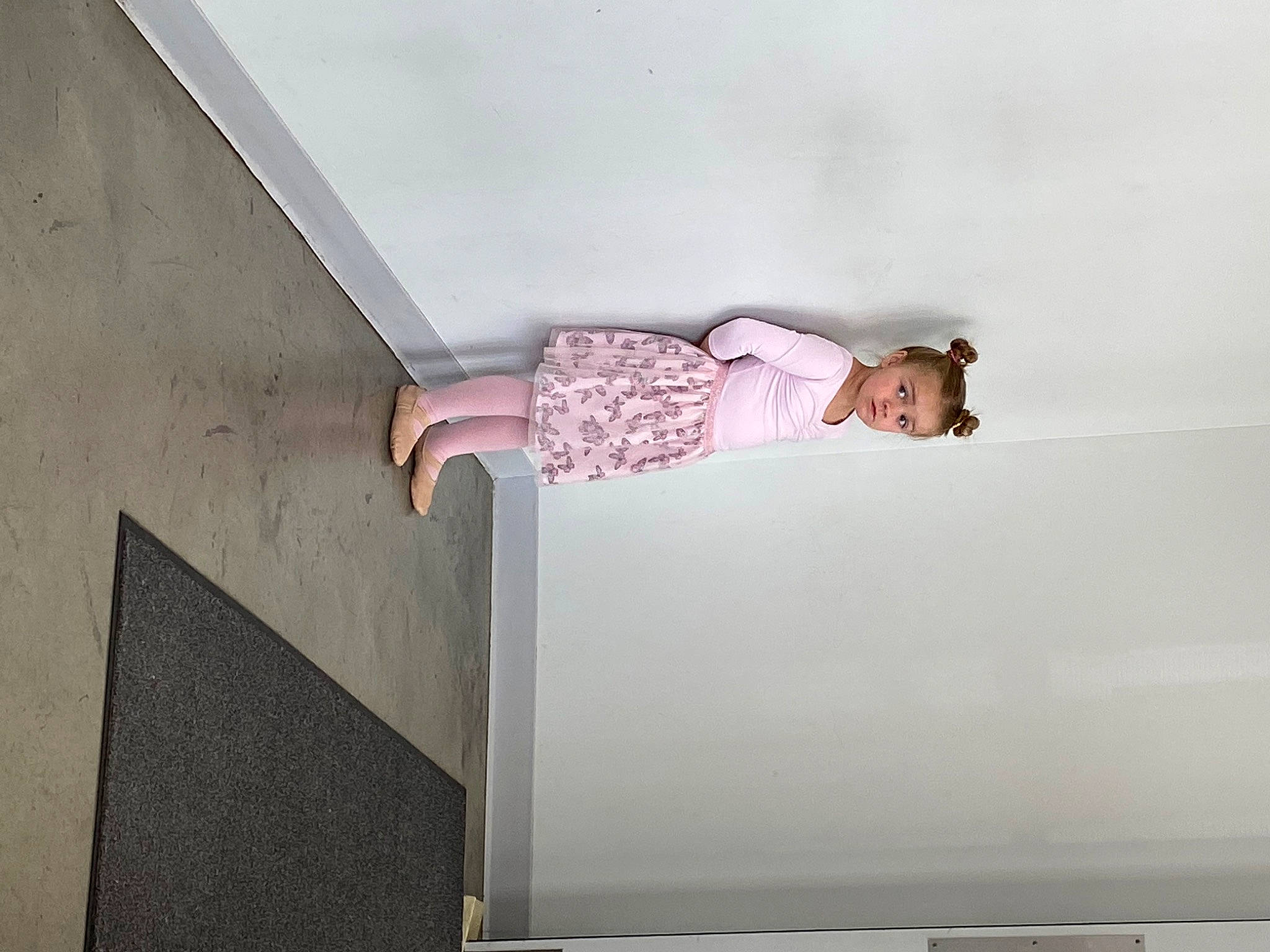 Abigail joined the competition — help win amazing prizes! baby_toddler_clothing, child, comfort, composite_material, concrete, elbow, flooring, hardwood, human_leg, leg, magenta, pattern, person, pink, plaster, rectangle, room, sleeve, stairs, toddler