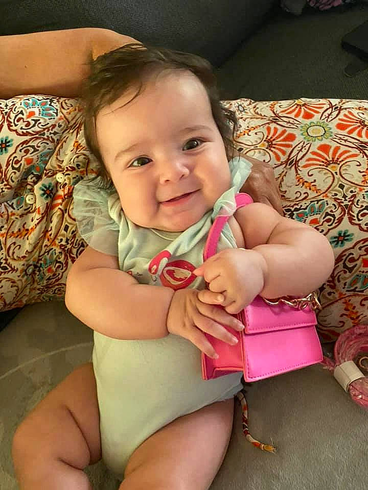 Samari joined the competition — help win amazing prizes! baby, baby_toddler_clothing, cheek, chin, comfort, eye, finger, happy, iris, joy, knee, lap, mouth, neck, person, pink, skin, smile, stomach, textile