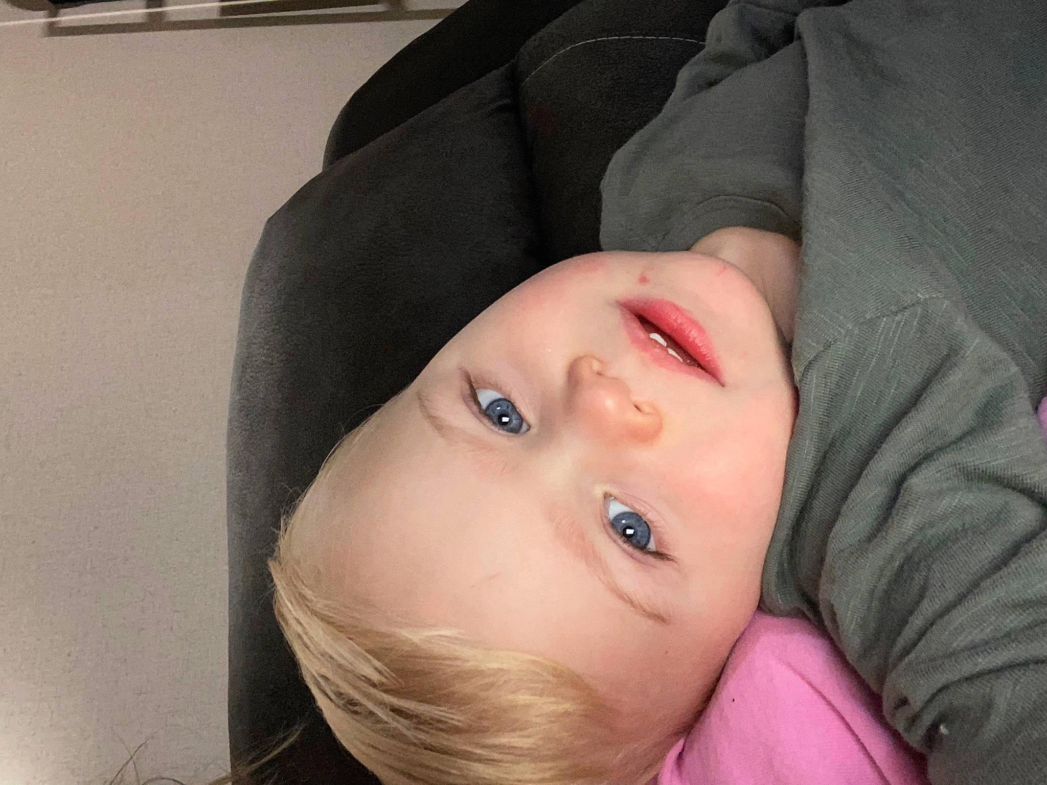 Zane joined the competition — help win amazing prizes! baby_toddler_clothing, cheek, comfort, eyelash, face, fashion_accessory, flash_photography, fur, happy, hat, headgear, lip, neck, nose, person, portrait_photography, sitting, sleeve, smile, toddler