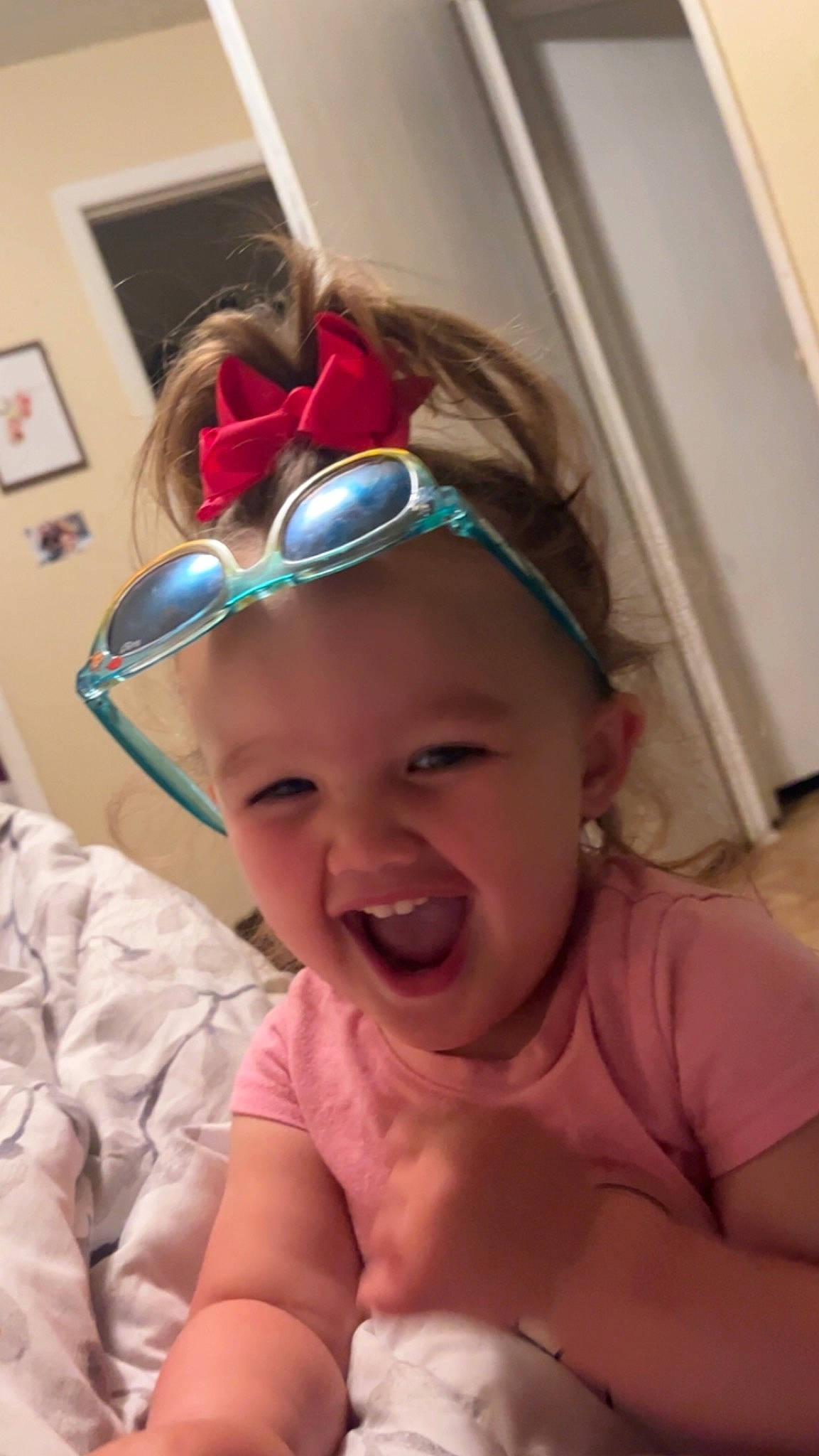 Haven joined the competition — help win amazing prizes! baby, comfort, eyewear, face, fun, glasses, goggles, happy, head, headwear, leisure, lip, mouth, person, personal_protective_equipment, pink, skin, smile, summer, sunglasses