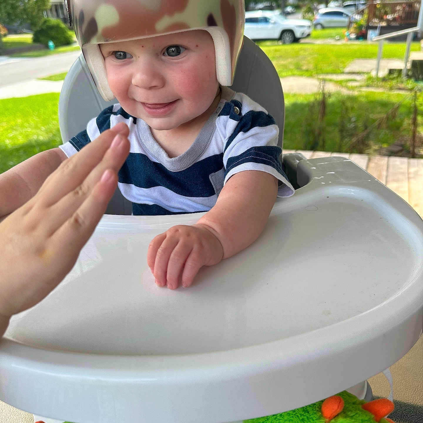 Kevin joined the competition — help win amazing prizes! baby, bodypart, car, clothing, face, finger, grass, hardhat, head, helmet, nature, outdoors, park, person, photography, plant, portrait, pottedplant, transportation, vehicle