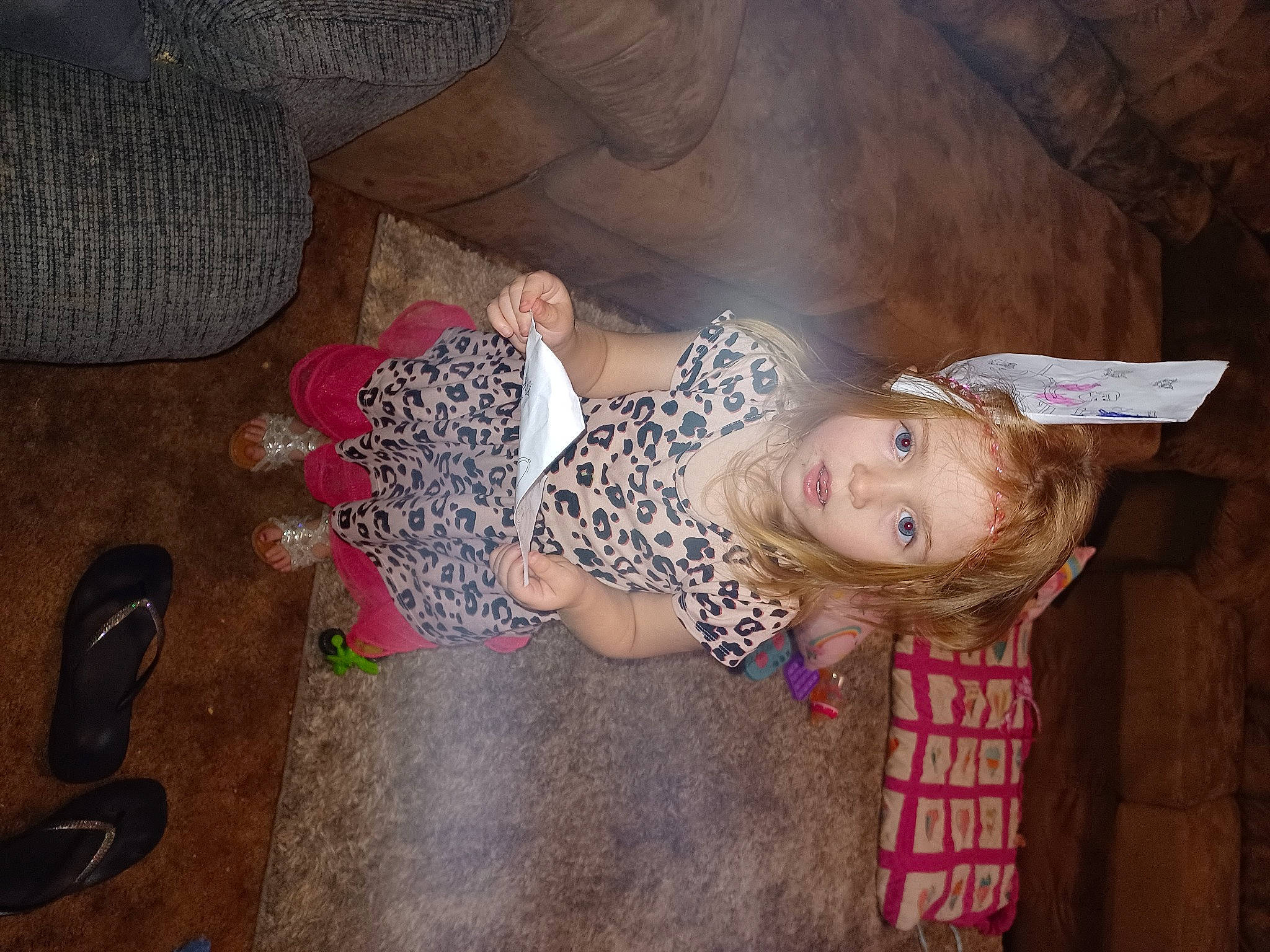 Lilly joined the competition — help win amazing prizes! arm, child, dress, flash_photography, floor, flooring, foot, fun, happy, human_leg, leisure, person, rock, room, sitting, skin, thigh, toddler, tree, wall