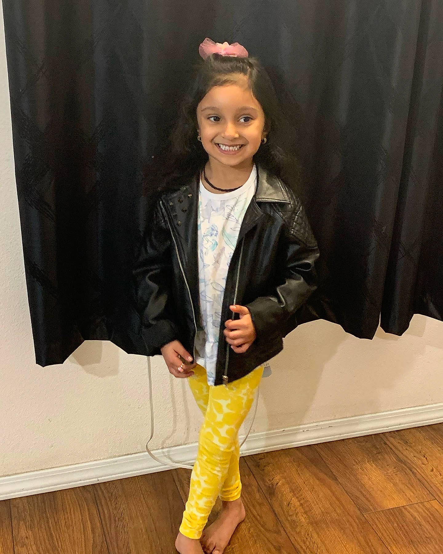 Tanya Shah is registered to the contest to win money with this photo: blazer, curtain, denim, event, fashion_design, flooring, formal_wear, hairstyle, happy, hardwood, jewellery, joy, long_hair, neck, outerwear, person, shoulder, sleeve, smile, street_fashion