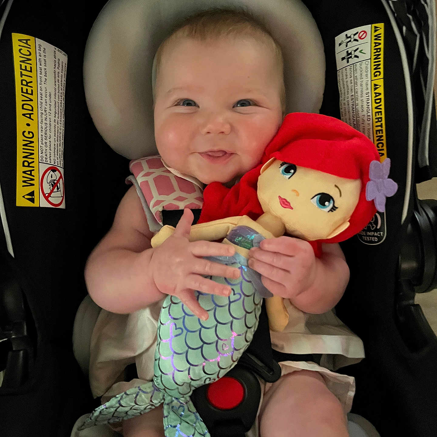 Emory joined the competition — help win amazing prizes! baby, bodypart, car, car_interior, carseat, cushion, doll, face, finger, hand, head, homedecor, person, photography, plush, portrait, stroller, toy, transportation, vehicle