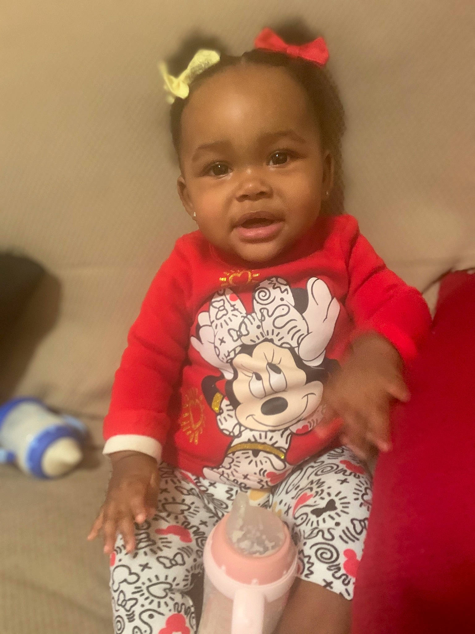Jaionna joined the competition — help win amazing prizes! baby, baby_products, baby_toddler_clothing, cheek, child, hair_accessory, hand, headband, headpiece, long_sleeved_t_shirt, nightwear, person, pink, skin, toddler
