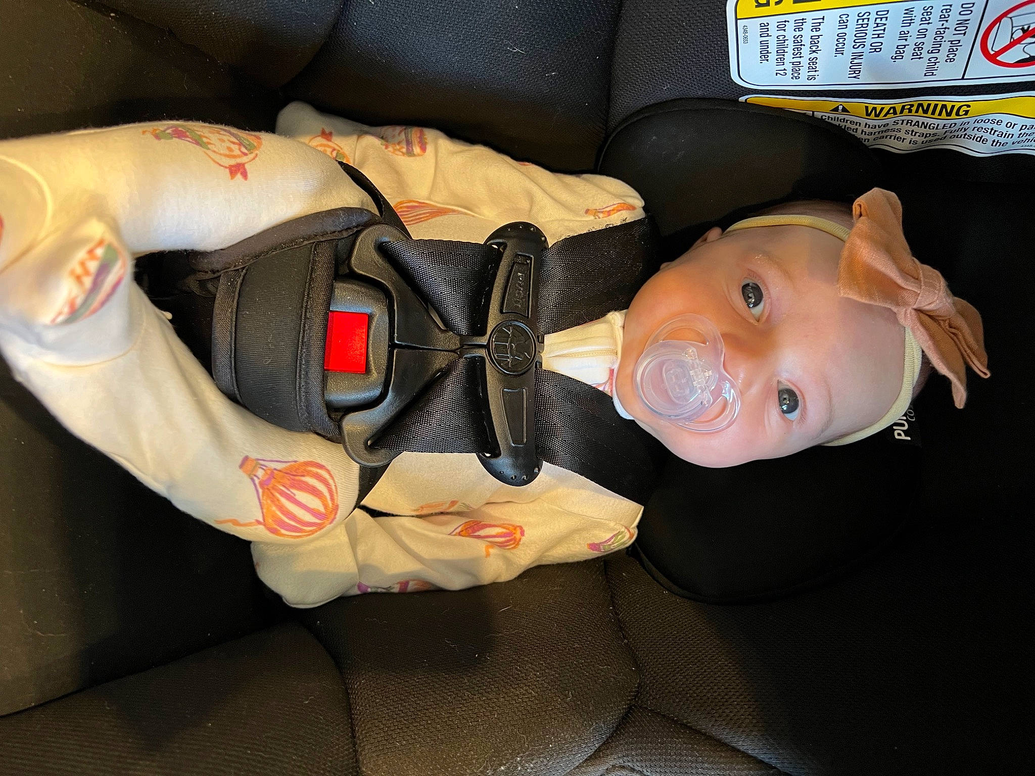 Addy is registered to the contest to win money with this photo: auto_part, baby_products, bag, car_seat, carmine, child, comfort, elbow, fashion_accessory, fictional_character, hat, head, headgear, headwear, human_body, nail, person, personal_protective_equipment, stuffed_toy, thumb