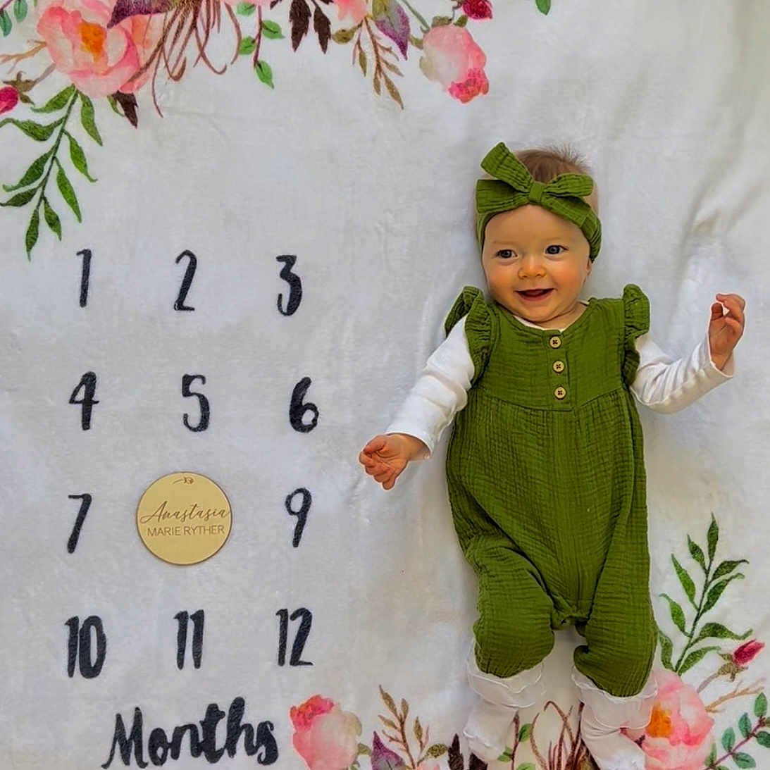 Anastasia is registered to the contest to win money with this photo: baby_toddler_clothing, botany, cut_flowers, design, floral_design, flower, flower_arranging, font, happy, leaf, pattern, peach, petal, pink, plant, product, rose, sleeve, textile, toddler