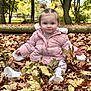 toddler, child, autumn, leaves, park, outdoor, jacket, mittens, pigtails, cute, fall, nature, trees, playful, sitting, white_shoes, forest, seasonal, young_child, smiling
