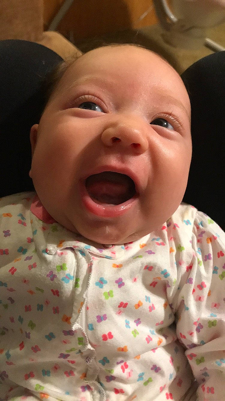 Paisley joined the competition — help win amazing prizes! baby, baby_laughing, baby_making_funny_faces, cheek, child, chin, face, facial_expression, happy, head, laugh, lip, mouth, nose, person, skin, smile, toddler, tongue, tooth