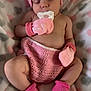 adorable, baby, blanket, child, cozy, crochet, cute, heart_pattern, indoor, infant, mittens, newborn, pacifier, pink, portrait, resting, sleeping, socks, soft, toddler