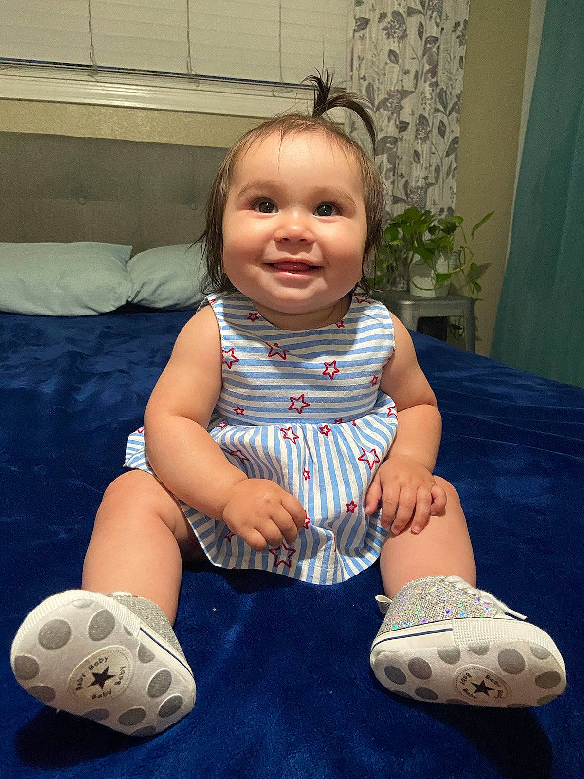 Alison joined the competition — help win amazing prizes! baby, baby_toddler_clothing, child, comfort, dress, finger, flash_photography, fun, grass, happy, head, human_leg, iris, joy, pattern, person, product, shoe, sleeve, smile