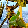 animal, background, cat, closeup, curious, daylight, domestic, feline, greenery, home, houseplant, indoor, leaf, nature, pet, plant, tabby_cat, window, windowsill, wood