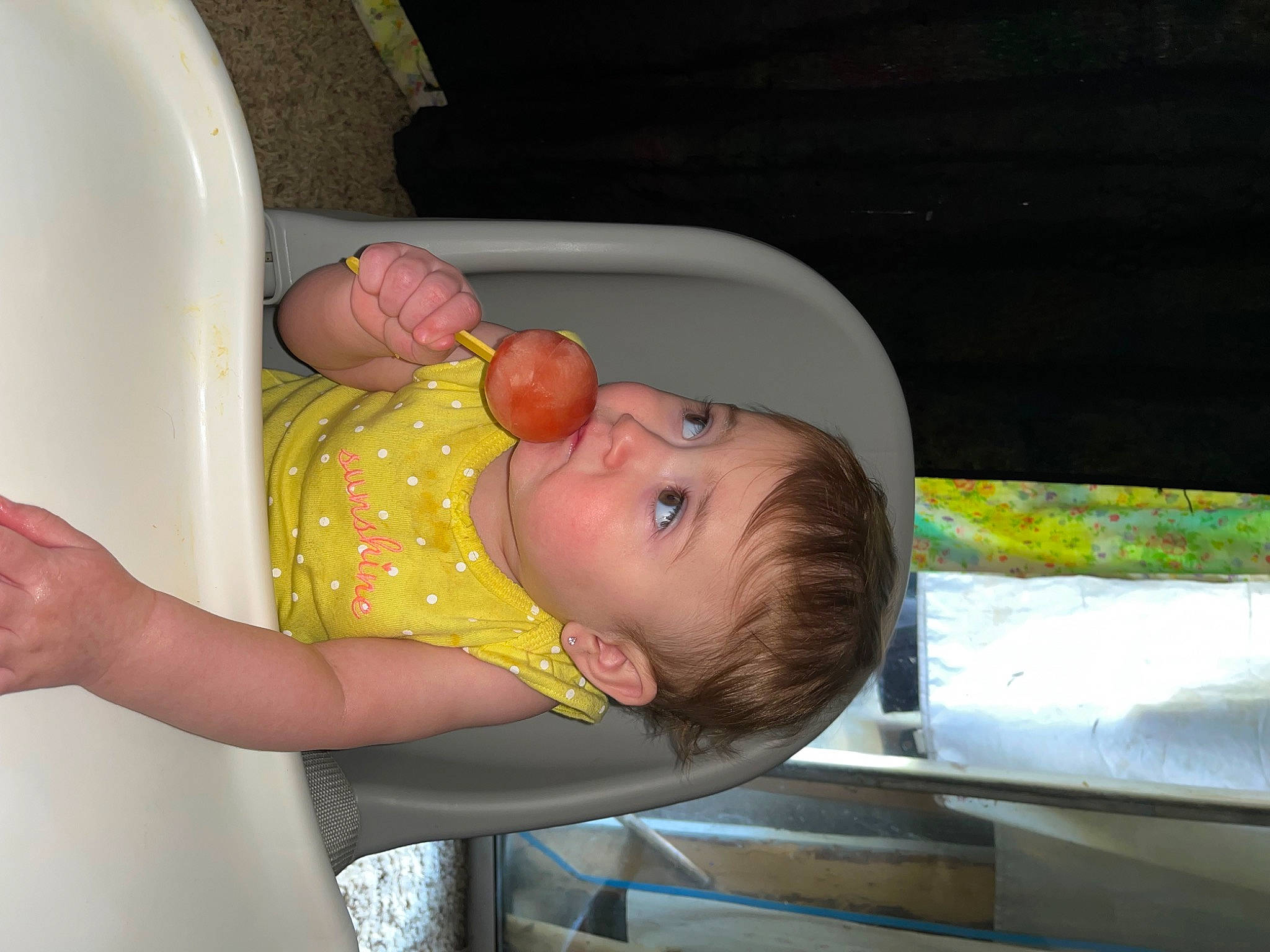 Addison is registered to the contest to win money with this photo: arm, baby, baby_products, baby_safety, baby_toddler_clothing, bathing, child, comfort, fun, hand, person, room, toddler