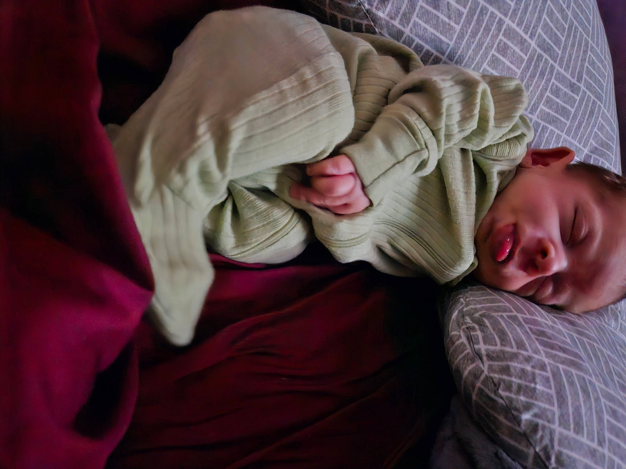 Gavin is registered to the contest to win money with this photo: baby, bedtime, cheek, child, comfort, flesh, gesture, linens, magenta, nap, person, room, sitting, sleep, toddler, tree