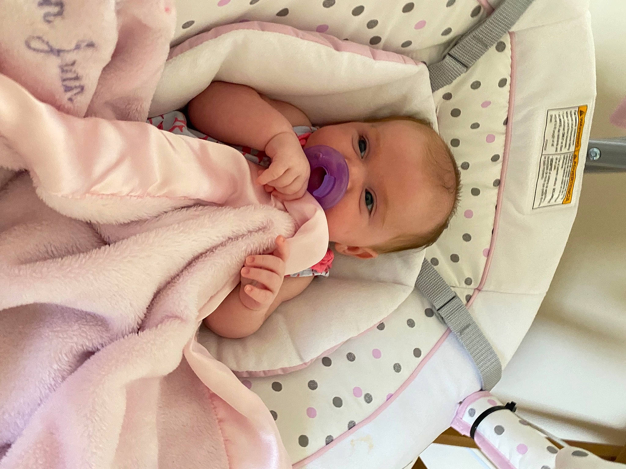 Ashlyn joined the competition — help win amazing prizes! baby, baby_products, baby_safety, baby_sleeping, baby_toddler_clothing, cheek, child, comfort, eyelash, finger, hand, linens, nail, pattern, peach, person, skin, textile, thumb, toddler