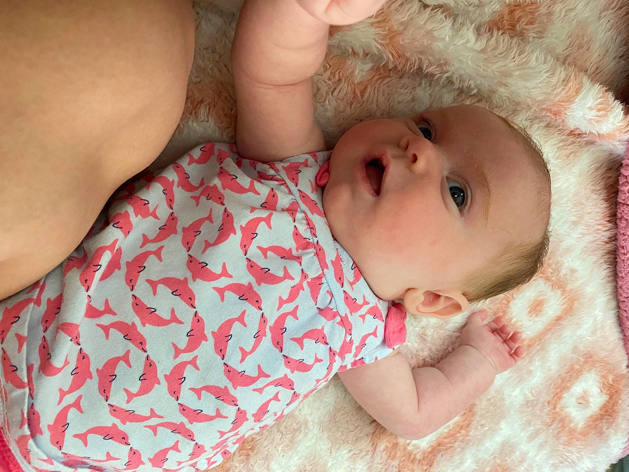 Ashlyn joined the competition — help win amazing prizes! baby, baby_toddler_clothing, cheek, comfort, eye, eyelash, face, finger, head, human_body, iris, lip, mammal, mouth, neck, nose, person, pink, skin, textile