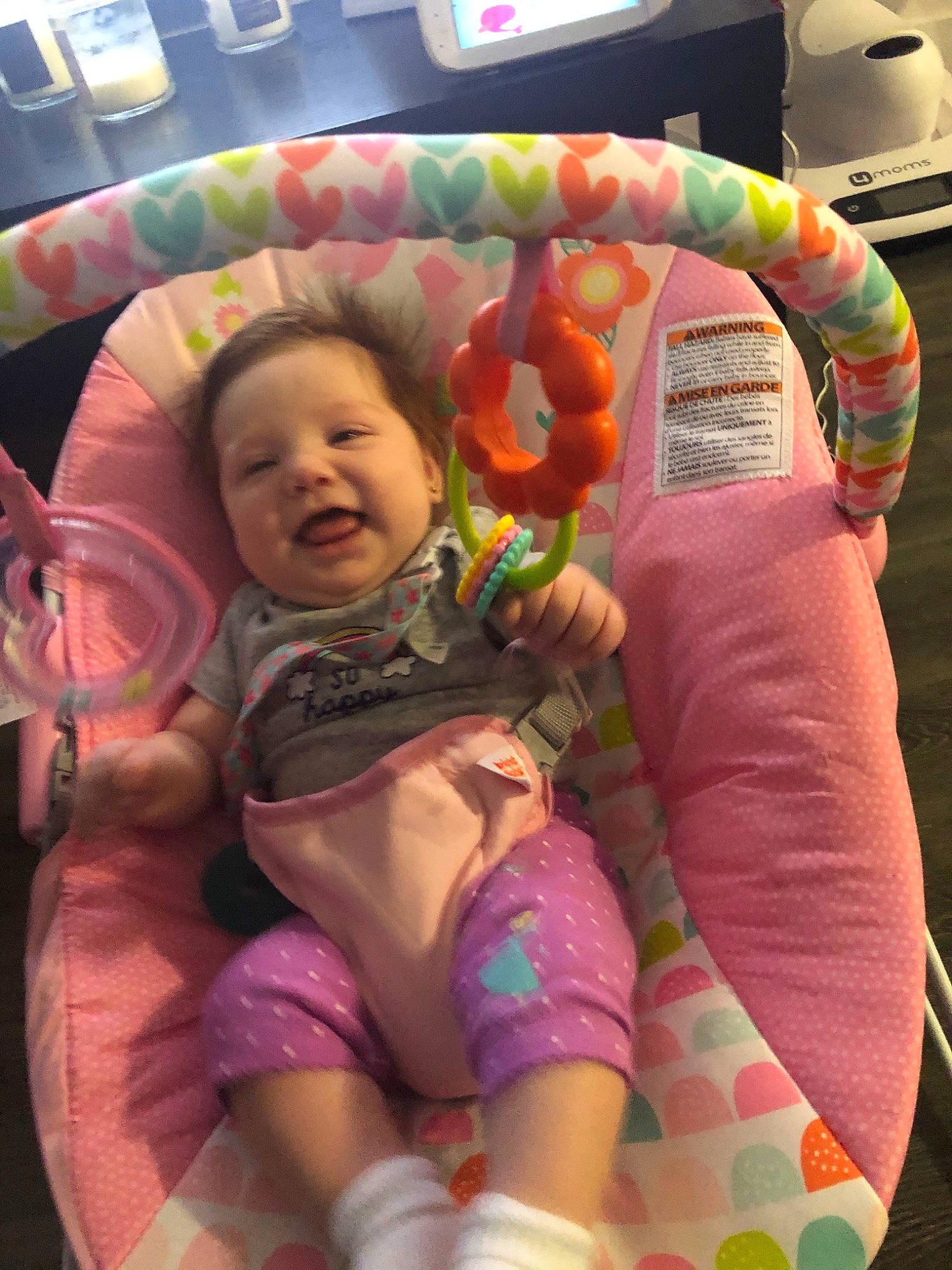 Jenna joined the competition — help win amazing prizes! baby, baby_in_car_seat, baby_products, baby_toys, child, fun, person, pink, play, product, skin, smile, toddler