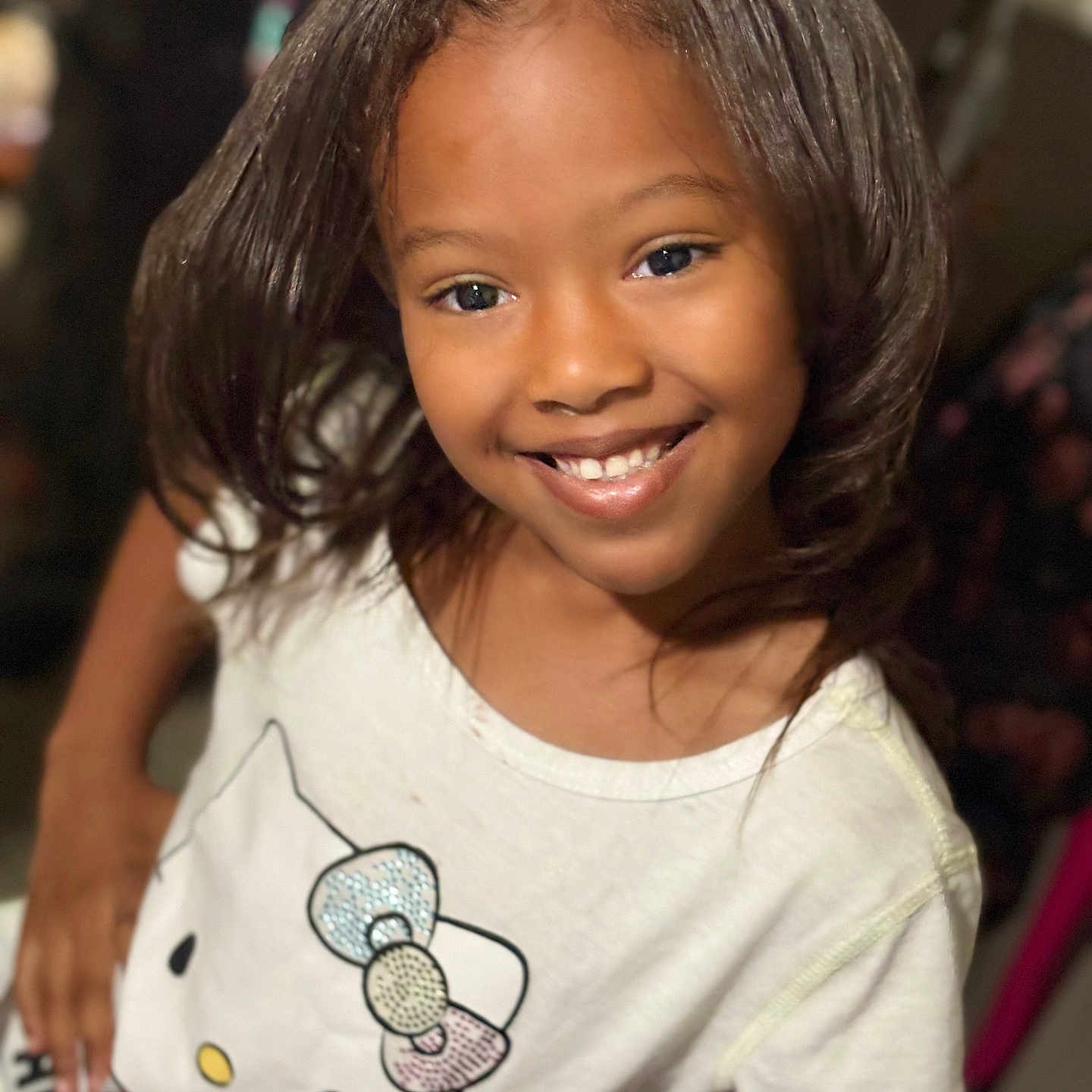 Indiyah joined the competition — help win amazing prizes! child, girl, smiling, face, hair, tshirt, hello_kitty, white_clothing, portrait, indoor, person, cute, happy, young, fashion, pretty, closeup, human, childhood, casual