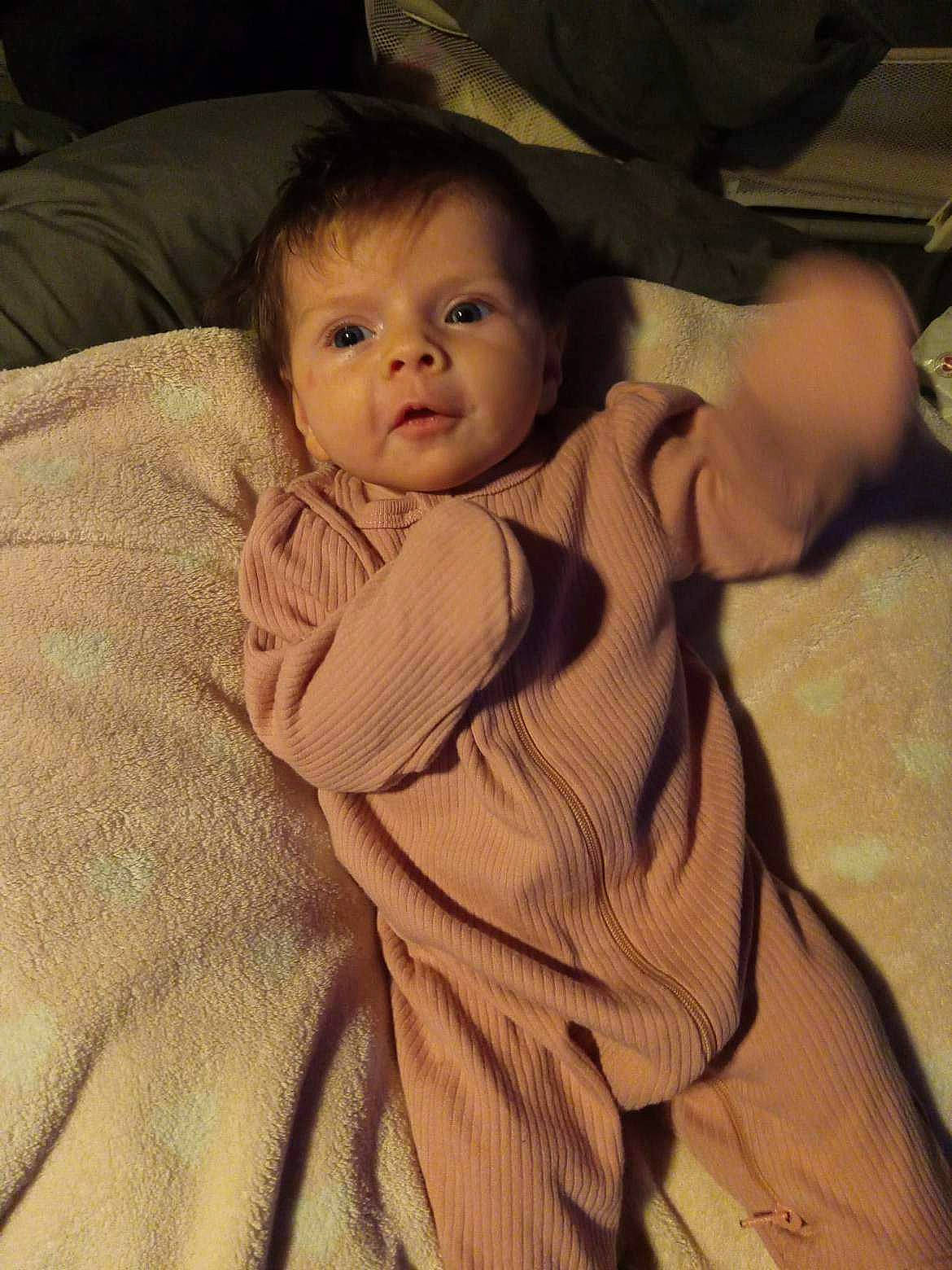 Lillian is registered to the contest to win money with this photo: art, baby, bedding, bedtime, cheek, chest, child, comfort, forehead, fur, iris, linens, mouth, nose, person, room, sitting, skin, sleep, smile