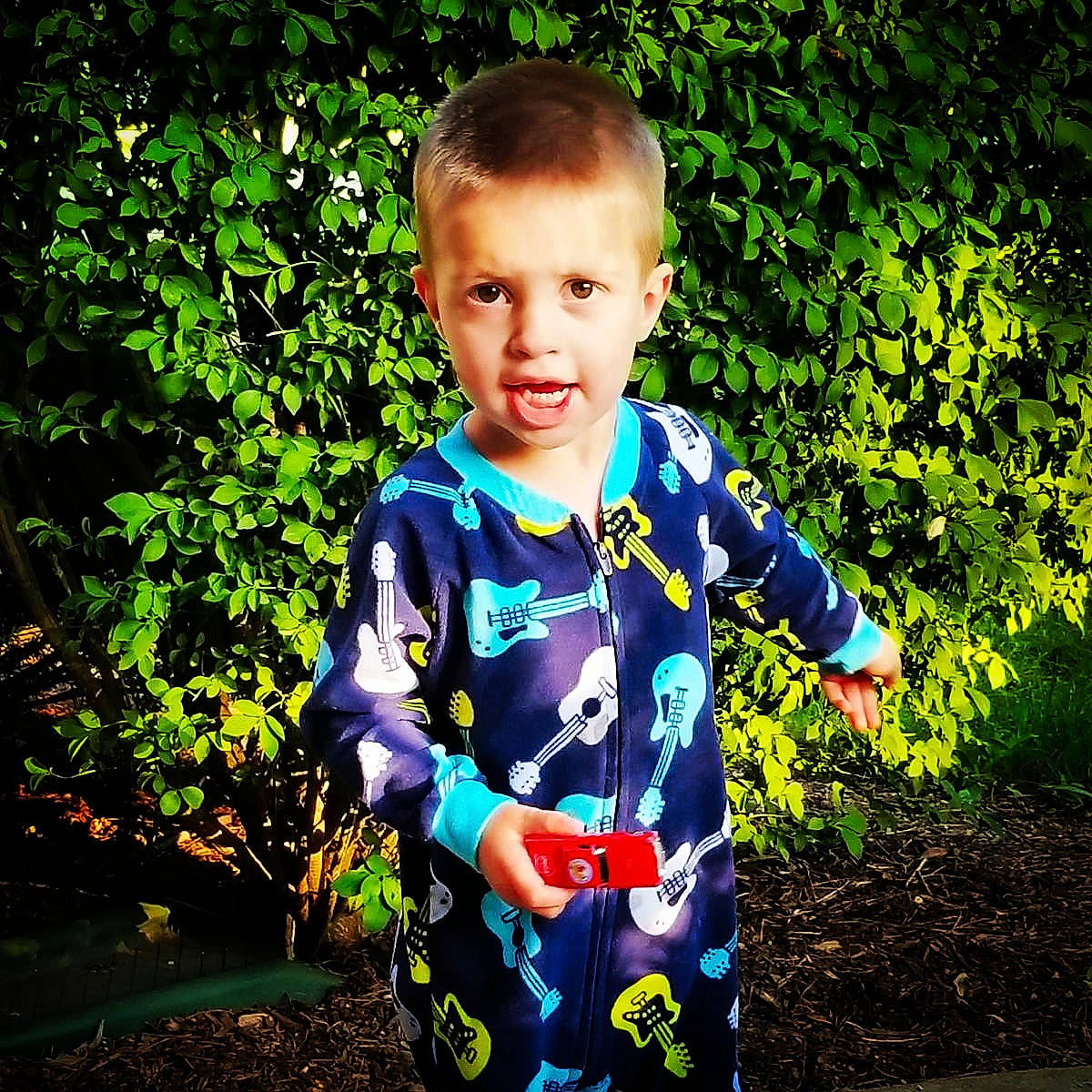 Micheal is registered to the contest to win money with this photo: boy, child, fun, grass, leaf, male, nature, person, plant, play, recreation, smile, spring, toddler, tree, woody_plant