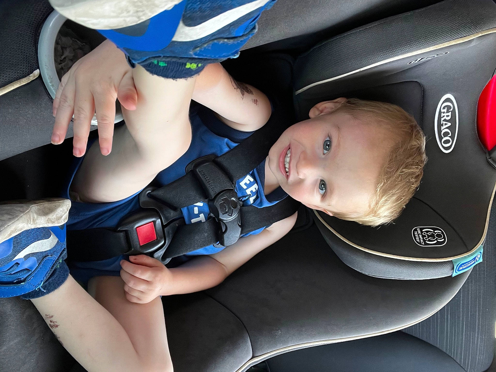 Roman joined the competition — help win amazing prizes! auto_part, automotive_design, baby, baby_carriage, blue, car_seat, child, comfort, electric_blue, finger, gesture, hand, joy, nail, person, personal_protective_equipment, product, service, thumb, toddler
