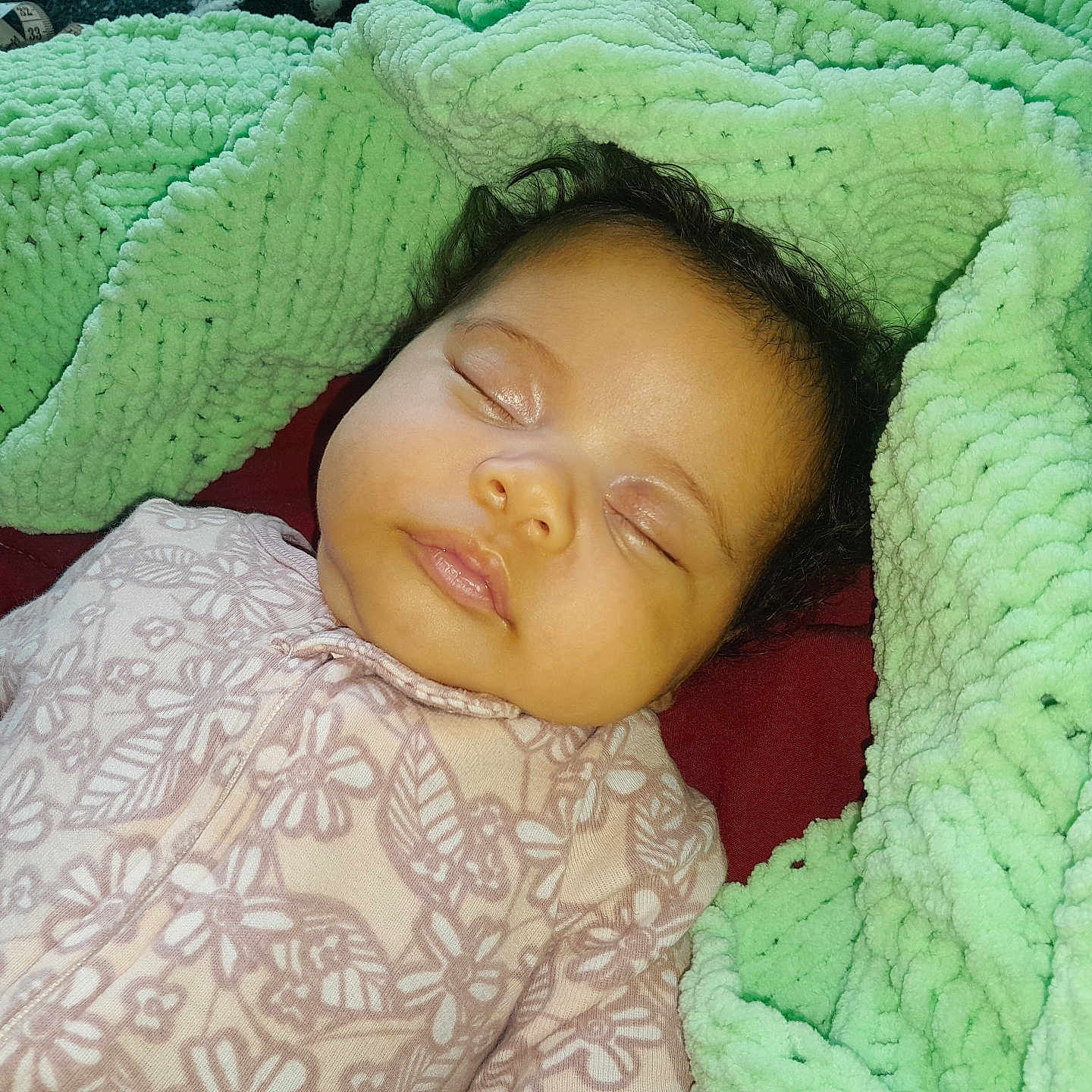Lilymare is registered to the contest to win money with this photo: baby, bed, blanket, bonnet, cap, clothing, cushion, face, furniture, hat, head, homedecor, knitwear, newborn, person, photography, portrait, quilt, sleeping, towel