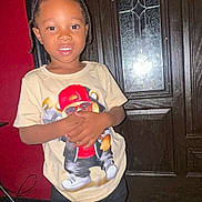 Jaravea Greer Jr joined the competition — help win amazing prizes! ball, boy, child, clothing, door, face, football, footwear, head, jeans, male, pants, person, photography, portrait, shoe, soccer, soccerball, sport, t_shirt