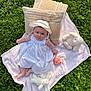 Cassie a rejoint le concours — aidez-le/la à gagner de superbes lots ! baby, blanket, bunny, child, cute, grass, infant, nature, outdoor, pillows, plush, portrait, relaxing, sitting, soft_toys, stuffed_toy, summer, sun_hat, toy, white_dress