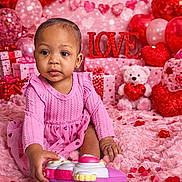 Xiylaa joined the competition — help win amazing prizes! baby, pink, toy, teddy_bear, heart, valentines_day, gift_box, decorations, child, cute, plush_rug, indoor, portrait, holiday, celebration, playing, smiling, happy, girl, festive