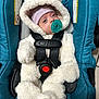 Joshua joined the competition — help win amazing prizes! adorable, baby, bear_suit, blue_car_seat, car_seat, child, cozy, cute, hat, indoor, infant, pacifier, person, plush_clothing, safety_harness, sleepy, soft_texture, striped_hat, warm_clothing, young