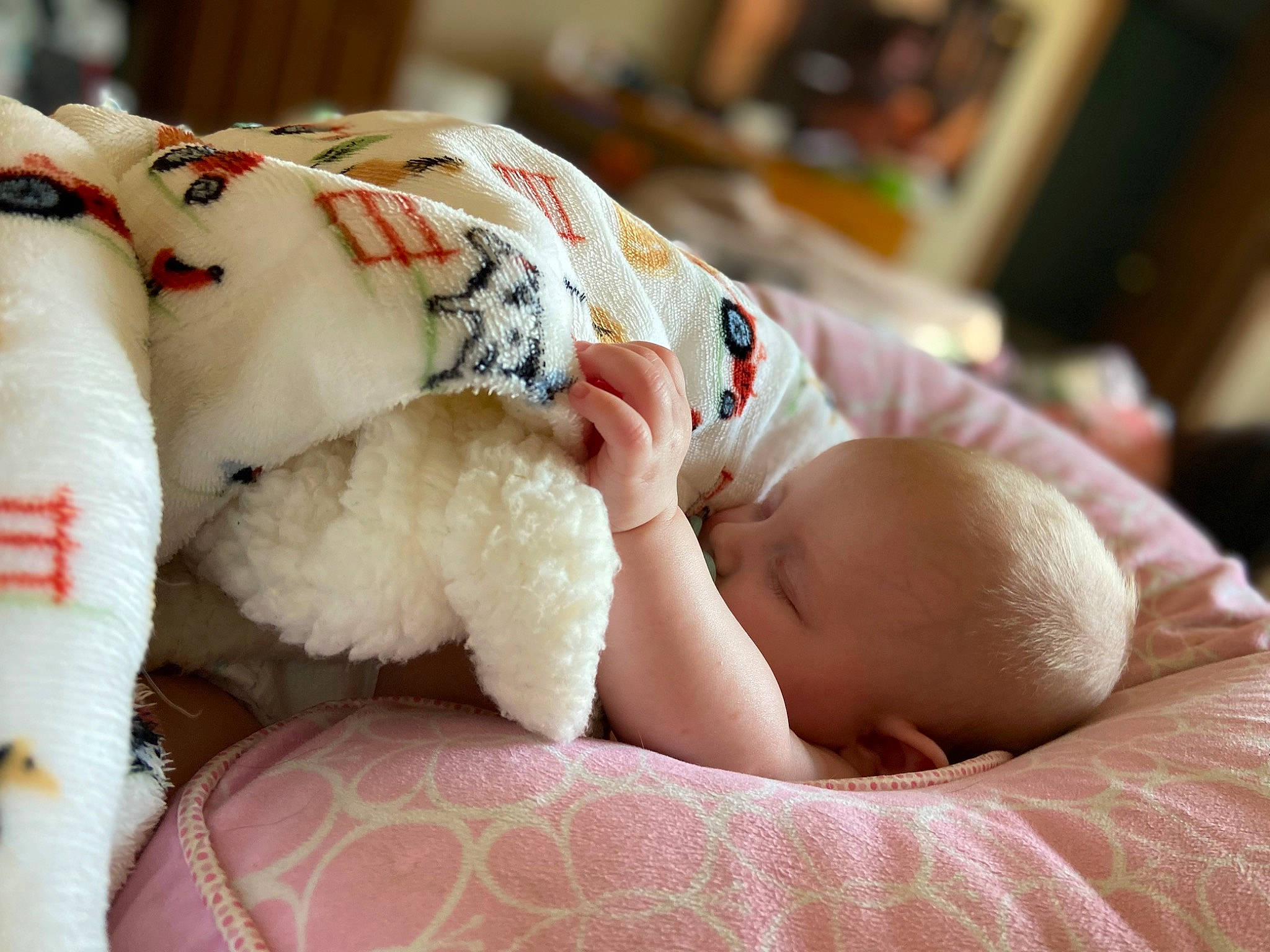 Daisy joined the competition — help win amazing prizes! abdomen, arm, baby, baby_sleeping, bed, bedding, bedtime, child, comfort, finger, foot, fur, human_leg, linens, nail, person, skin, teddy_bear, toddler, toy