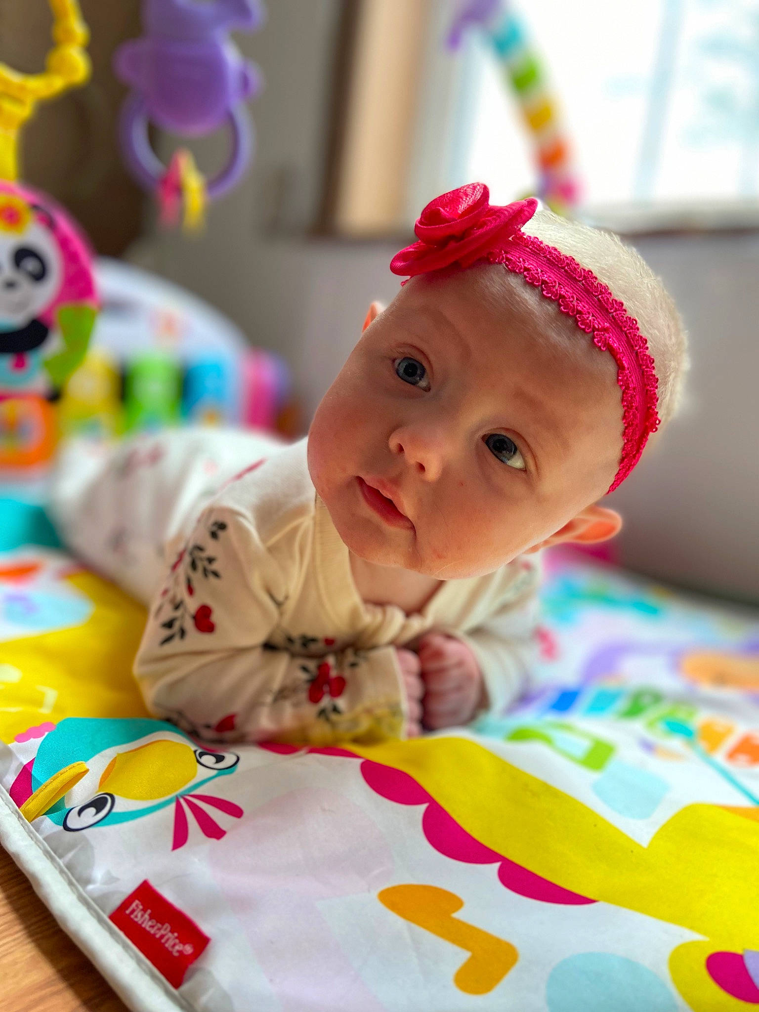 Daisy is registered to the contest to win money with this photo: baby, baby_playing_with_toys, baby_products, baby_toddler_clothing, cap, cheek, child, event, face, fun, happy, leisure, person, photograph, pink, play, product, skin, textile, toddler