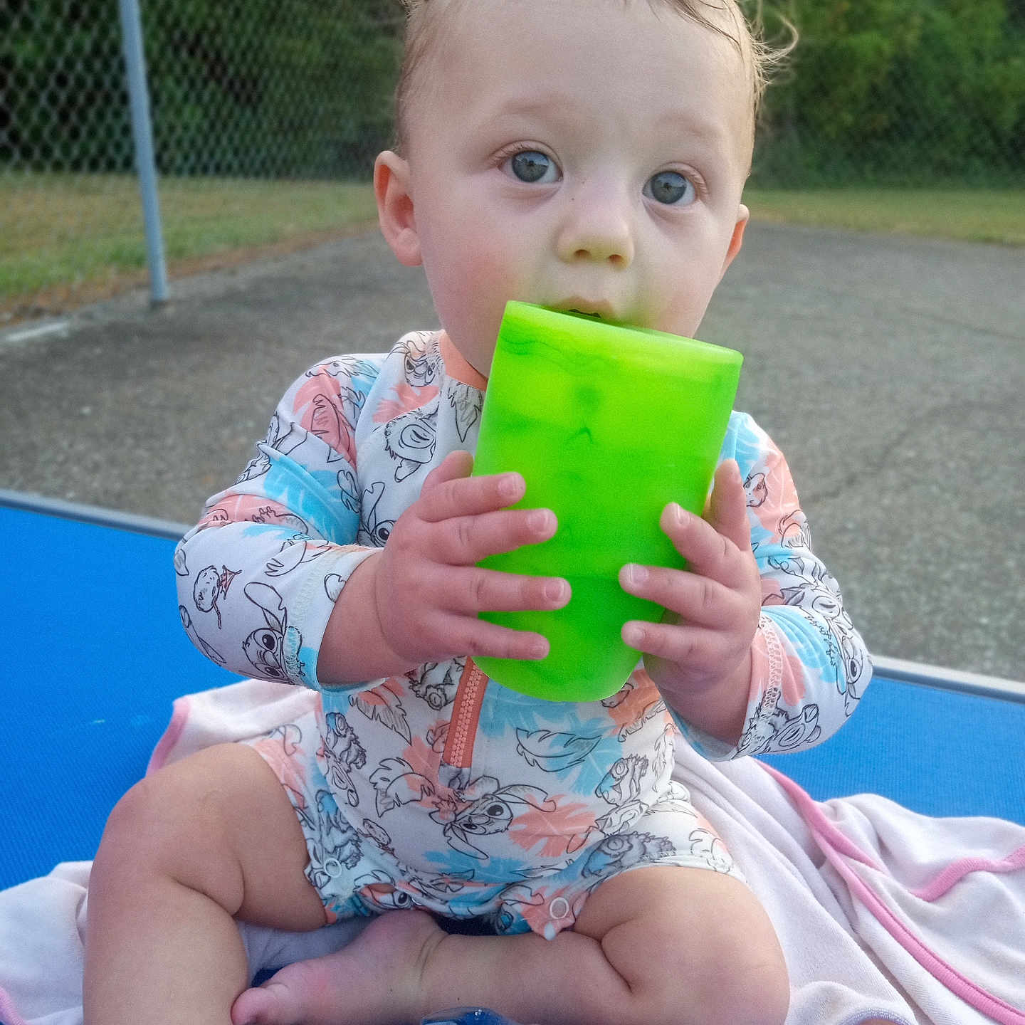 Briley joined the competition — help win amazing prizes! baby, bodypart, clothing, cream, cup, dessert, face, finger, food, hand, head, icepop, outdoors, person, photography, playarea, portrait, shorts, sitting, summer