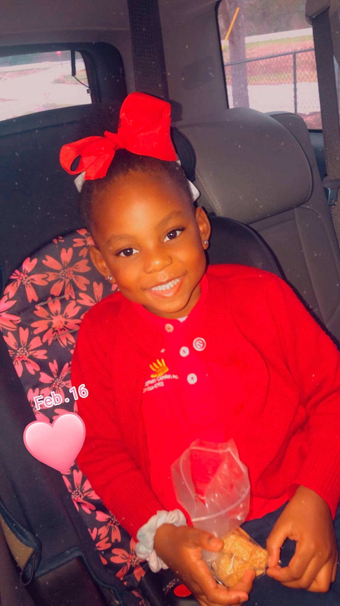 Jakaylyn is registered to the contest to win money with this photo: automotive_design, automotive_exterior, car_seat, child, cool, event, fun, happy, hat, joy, leisure, magenta, muscle, organ, person, pink, red, smile, t_shirt, tableware