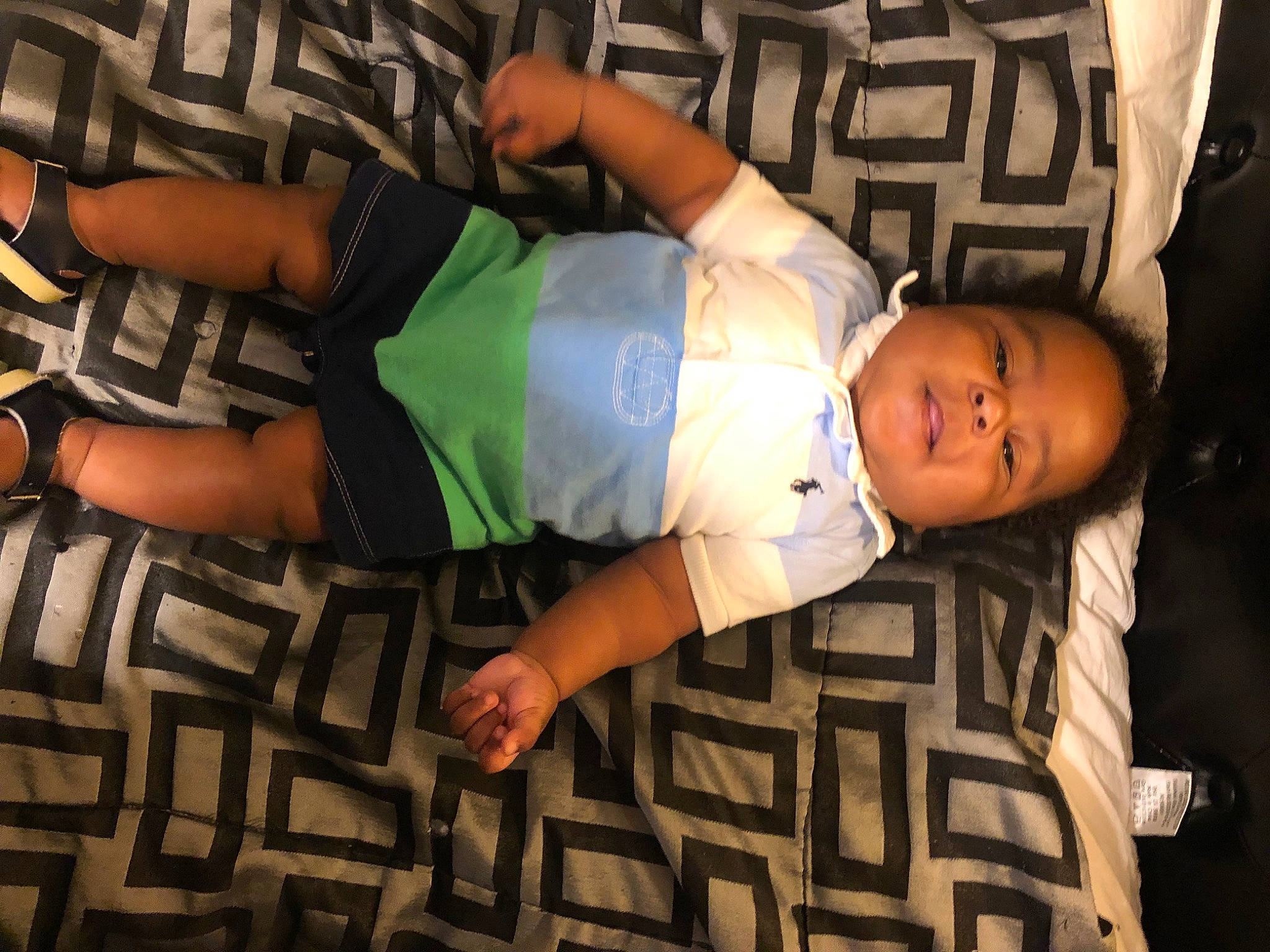 Bro Drick is registered to the contest to win money with this photo: baby, baby_toddler_clothing, comfort, elbow, finger, flash_photography, hat, headgear, human_leg, joint, knee, pattern, person, sleeve, sunglasses, t_shirt, thigh, thumb, toddler, trunk