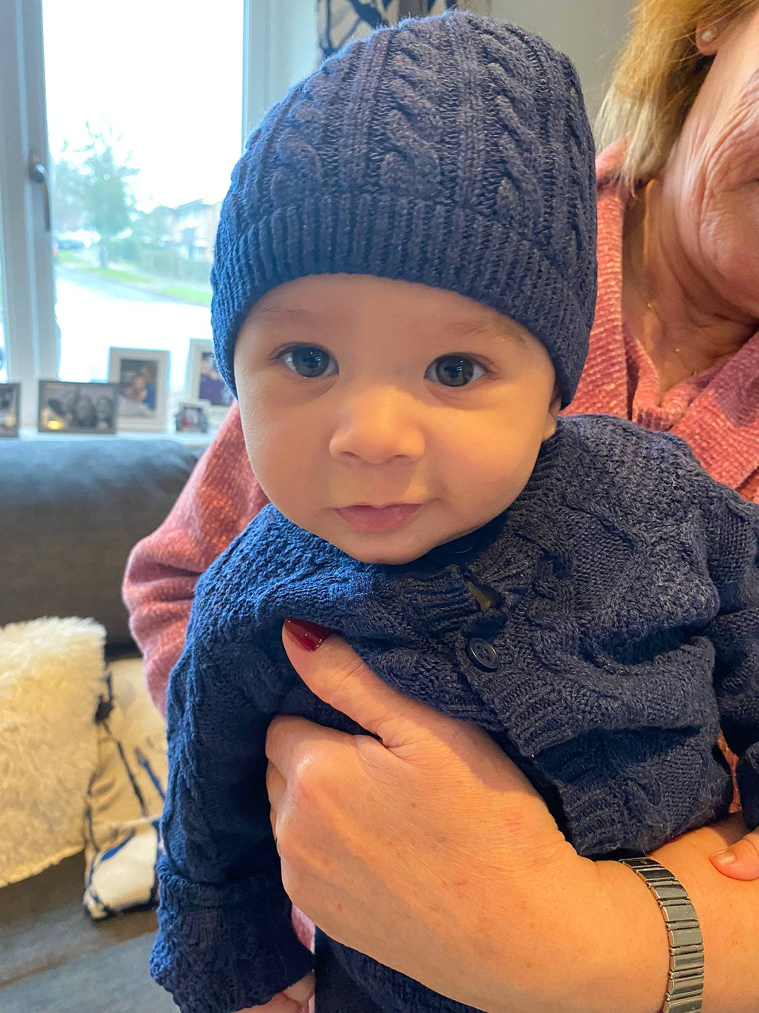 Kamden joined the competition — help win amazing prizes! baby, baby_toddler_clothing, cap, cheek, child, comfort, curtain, electric_blue, finger, gesture, hand, headgear, headwear, knit_cap, neck, person, pillow, skin, sleeve, thumb
