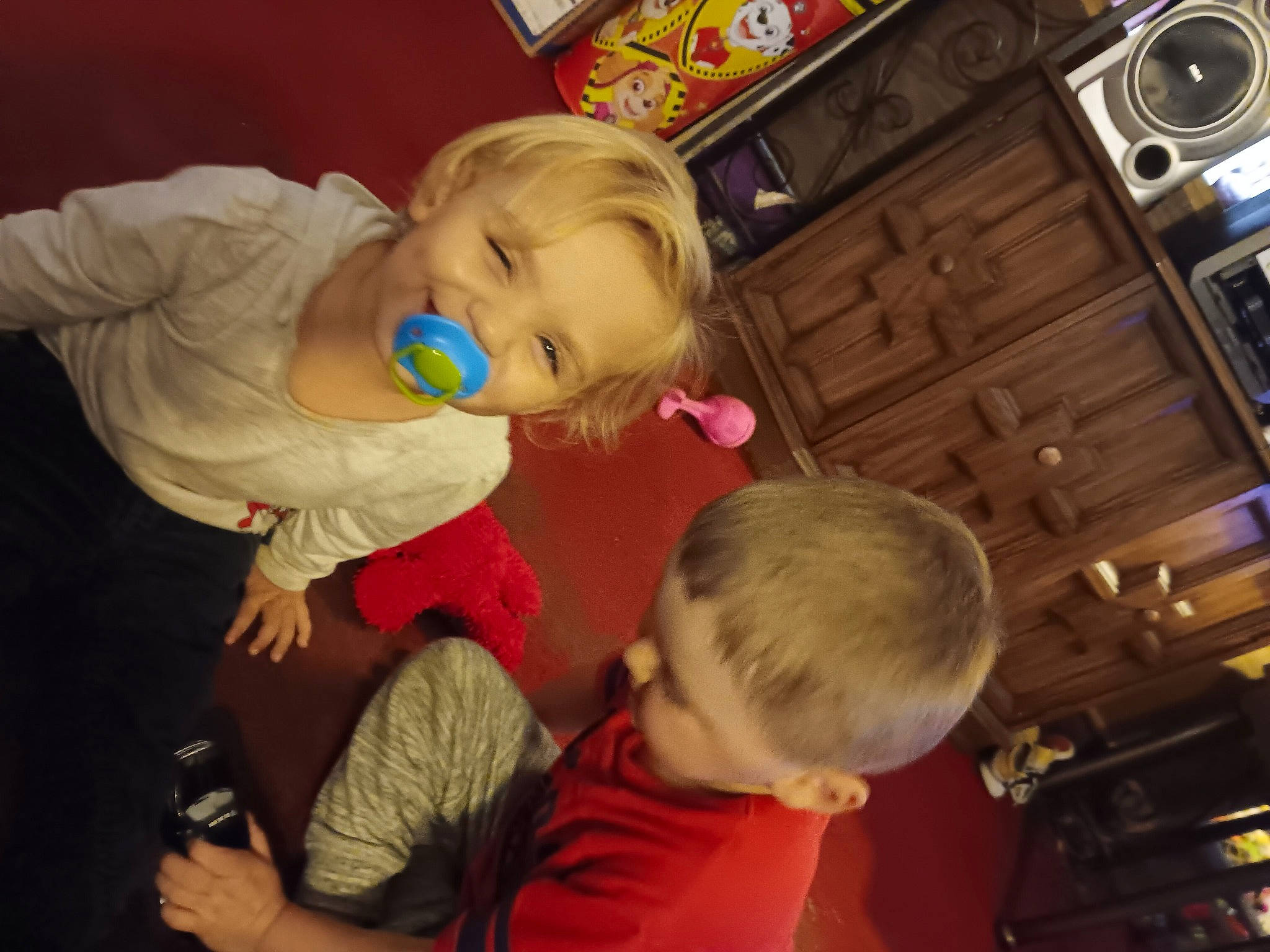 Isabelle joined the competition — help win amazing prizes! baby, baby_products, baby_toddler_clothing, child, drawer, event, flooring, fun, happy, home_appliance, joy, leisure, organ, person, play, room, sitting, t_shirt, toddler, toy