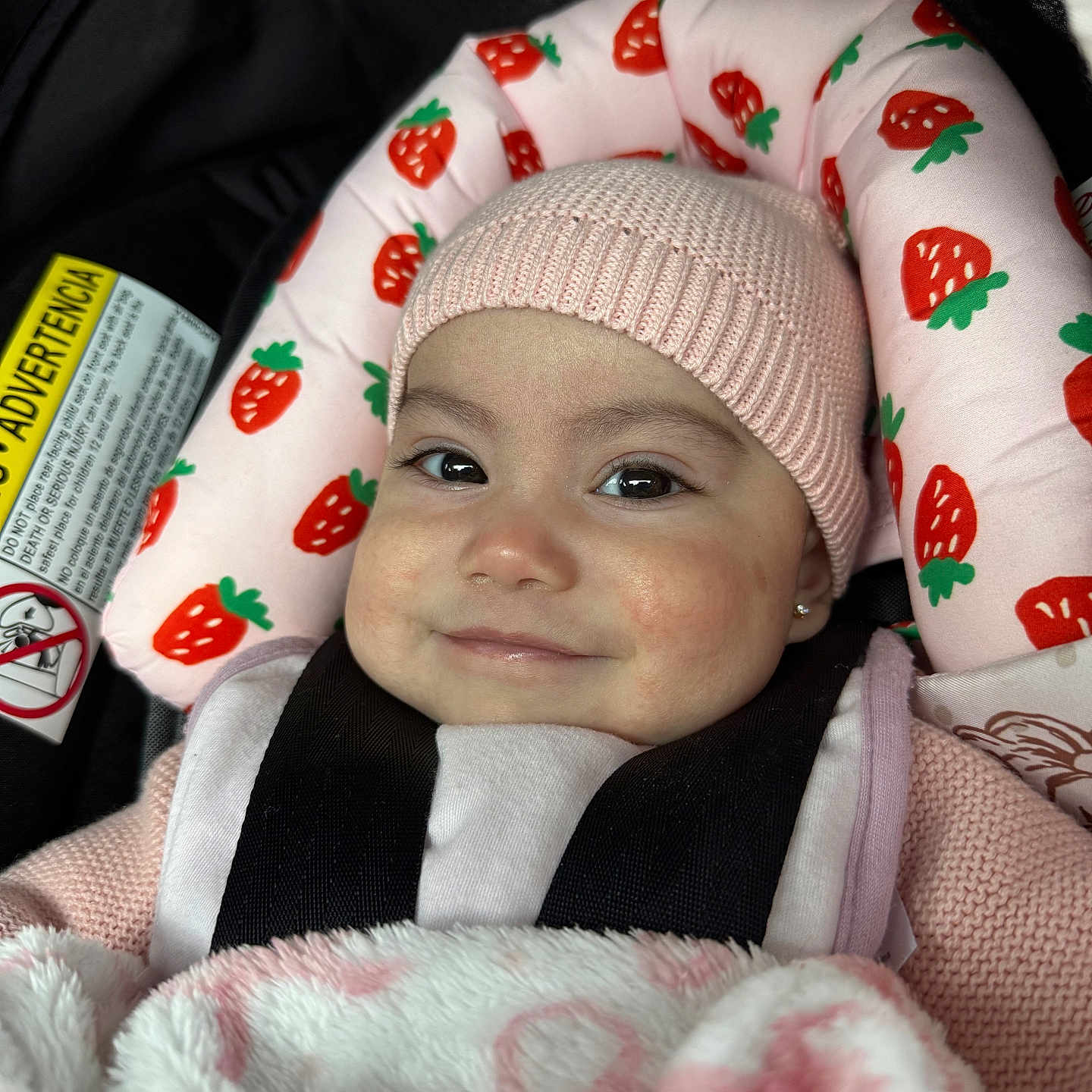 Elahni joined the competition — help win amazing prizes! baby, beanie, bodypart, bonnet, cap, car, clothing, face, finger, hand, happy, hat, head, knitwear, newborn, person, photography, portrait, smile, sweater